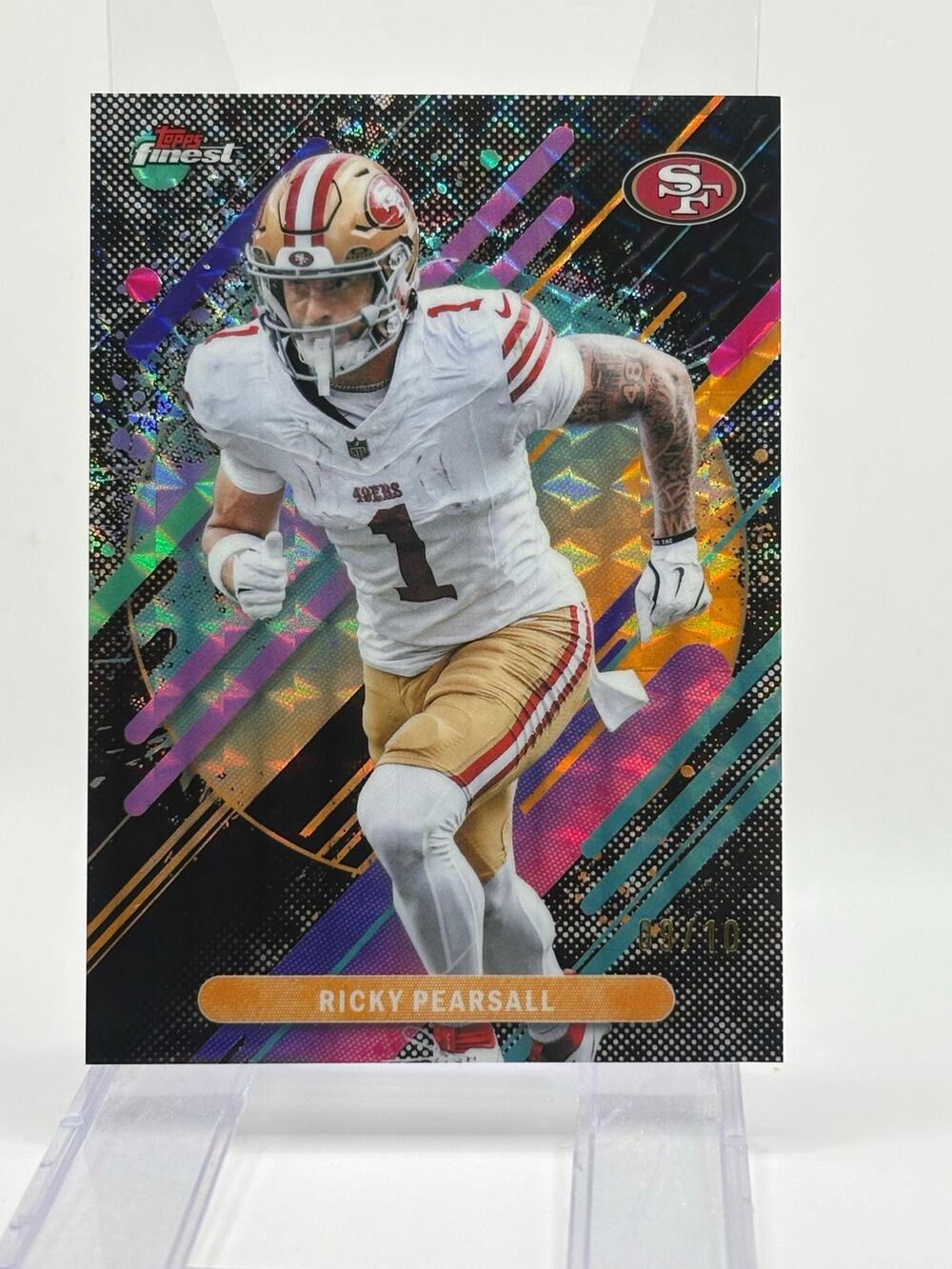 2025 Topps Finest Ricky Pearsall Rare Black Refractor 9/10 SSP San Fran 49ers